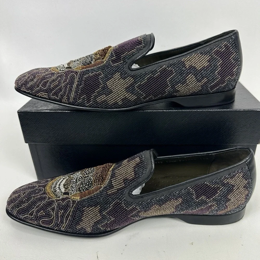 Donald Pliner Pascow Skulls Embellished Loafers Men's Size‎ 10.5M UK